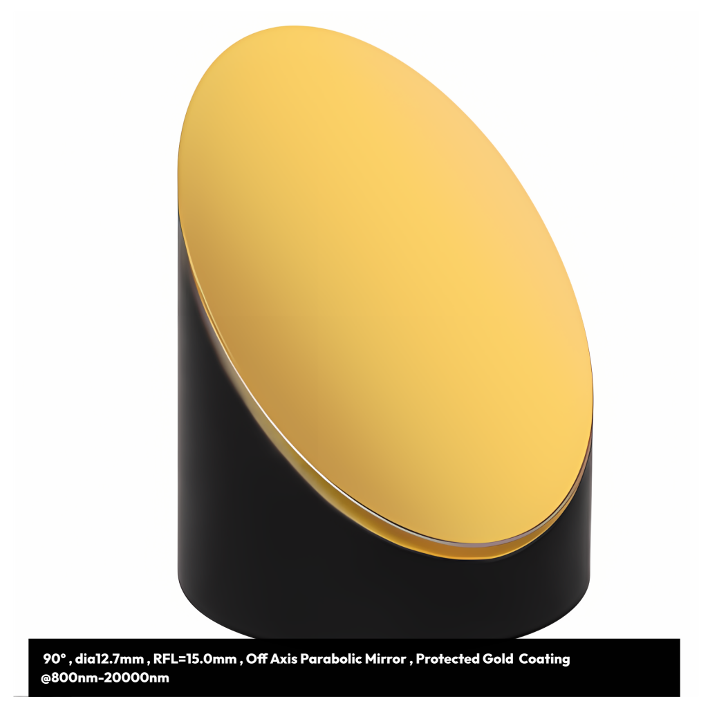 90° , dia12.7mm , RFL=15.0mm , Off Axis Parabolic Mirror , Protected Gold Coating @800nm-20000nm