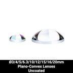 Ø3/4/5/6.3/10/12/15/16/20mm N-BK7 Plano-Convex Lenses (Uncoated)