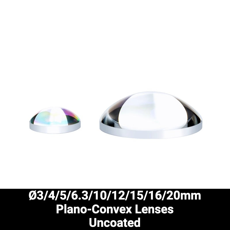 Ø3/4/5/6.3/10/12/15/16/20mm N-BK7 Plano-Convex Lenses (Uncoated)