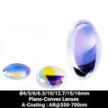 Ø4/5/6/6.3/10/12.7/15/16mm UV Fused Silica (UVFS) Plano-Convex Lenses (A-Coating : AR@350-700nm)