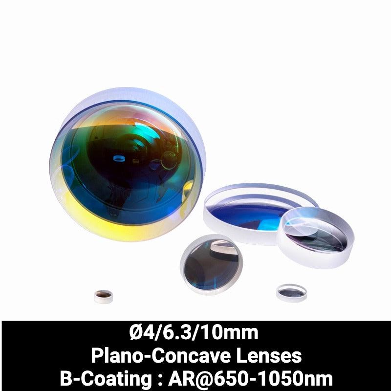 Ø4/6.3/10mm N-BK7 Plano-Concave Lenses (B-Coating : AR@650-1050nm)