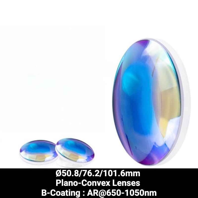 Ø50.8/76.2/101.6mm N-BK7 Plano-Convex Lenses (B-Coating : AR@650-1050nm)