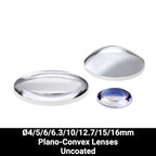 Ø4/5/6/6.3/10/12.7/15/16mm UV Fused Silica (UVFS) Plano-Convex Lenses (Uncoated)