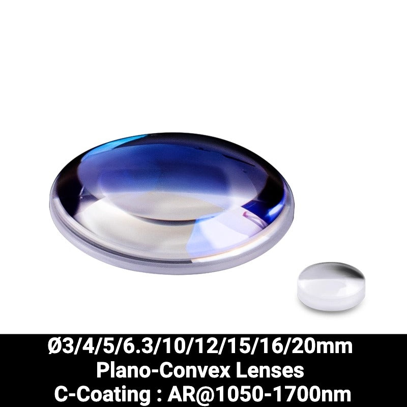Ø3/4/5/6.3/10/12/15/16/20mm N-BK7 Plano-Convex Lenses (C-Coating : AR@1050-1700nm)