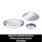 Ø20/25.4/30/36/50.8mm UV Fused Silica (UVFS) Plano-Convex Lenses (Uncoated)