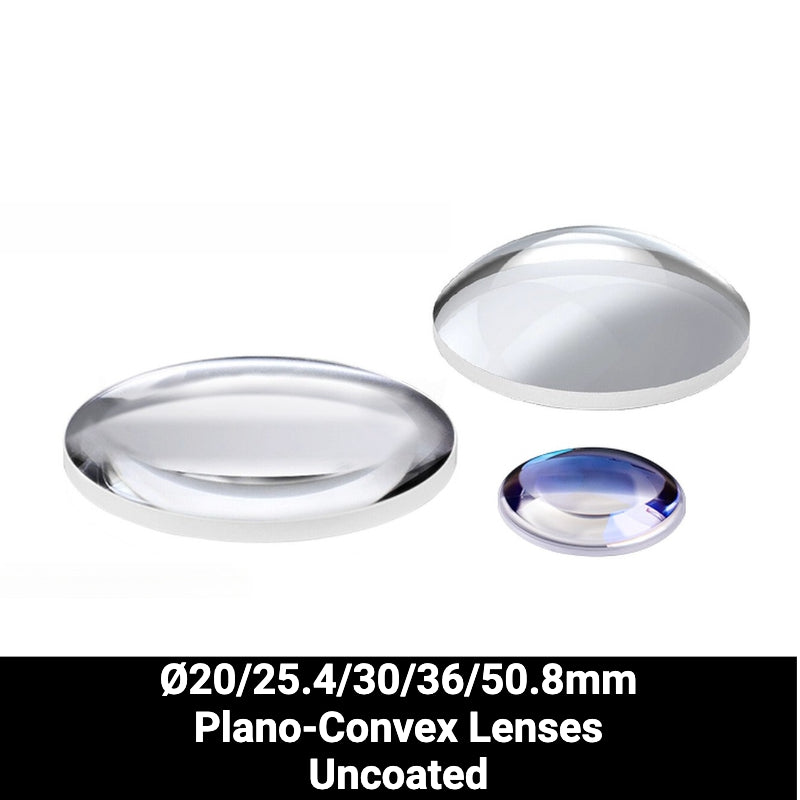 Ø20/25.4/30/36/50.8mm UV Fused Silica (UVFS) Plano-Convex Lenses (Uncoated)