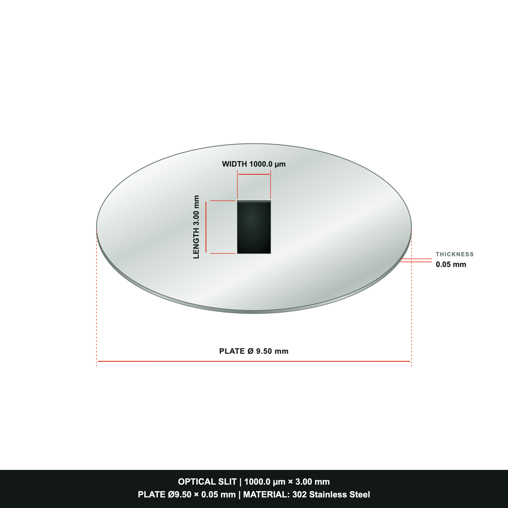 1000µm Width Optical Slit, Ø9.50/Ø18.0 Stainless Steel Plate