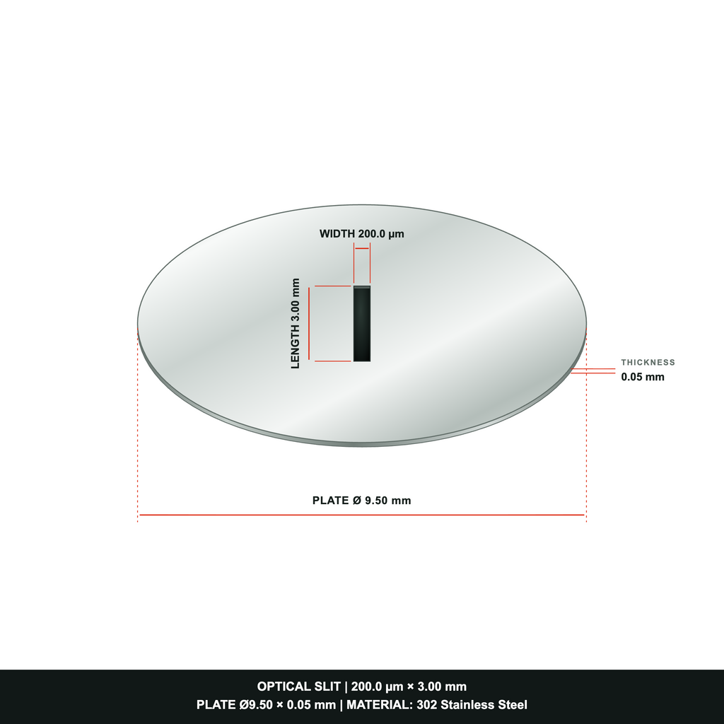 200µm Width Optical Slit, Ø9.50/Ø18.0 Stainless Steel Plate