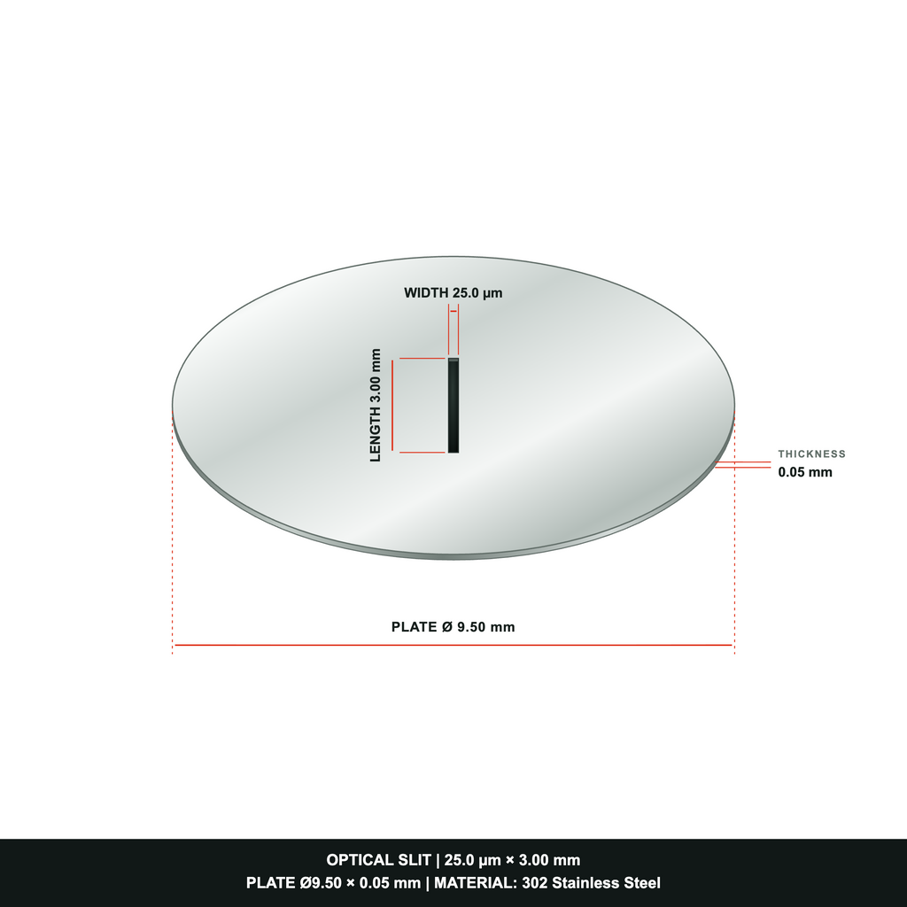 25µm Width Optical Slit, Ø9.50/Ø18.0 Stainless Steel Plate