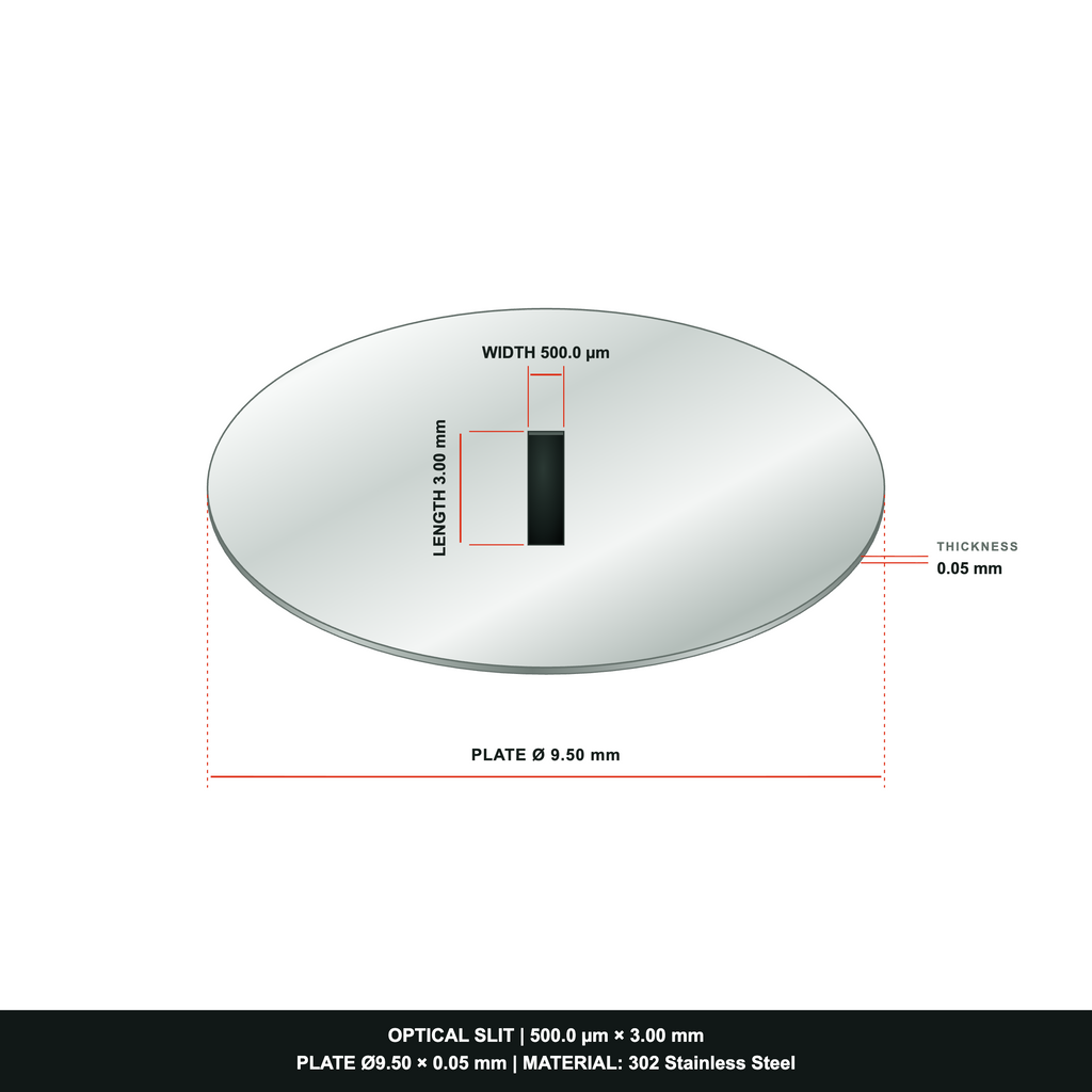 500µm Width Optical Slit, Ø9.50/Ø18.0 Stainless Steel Plate