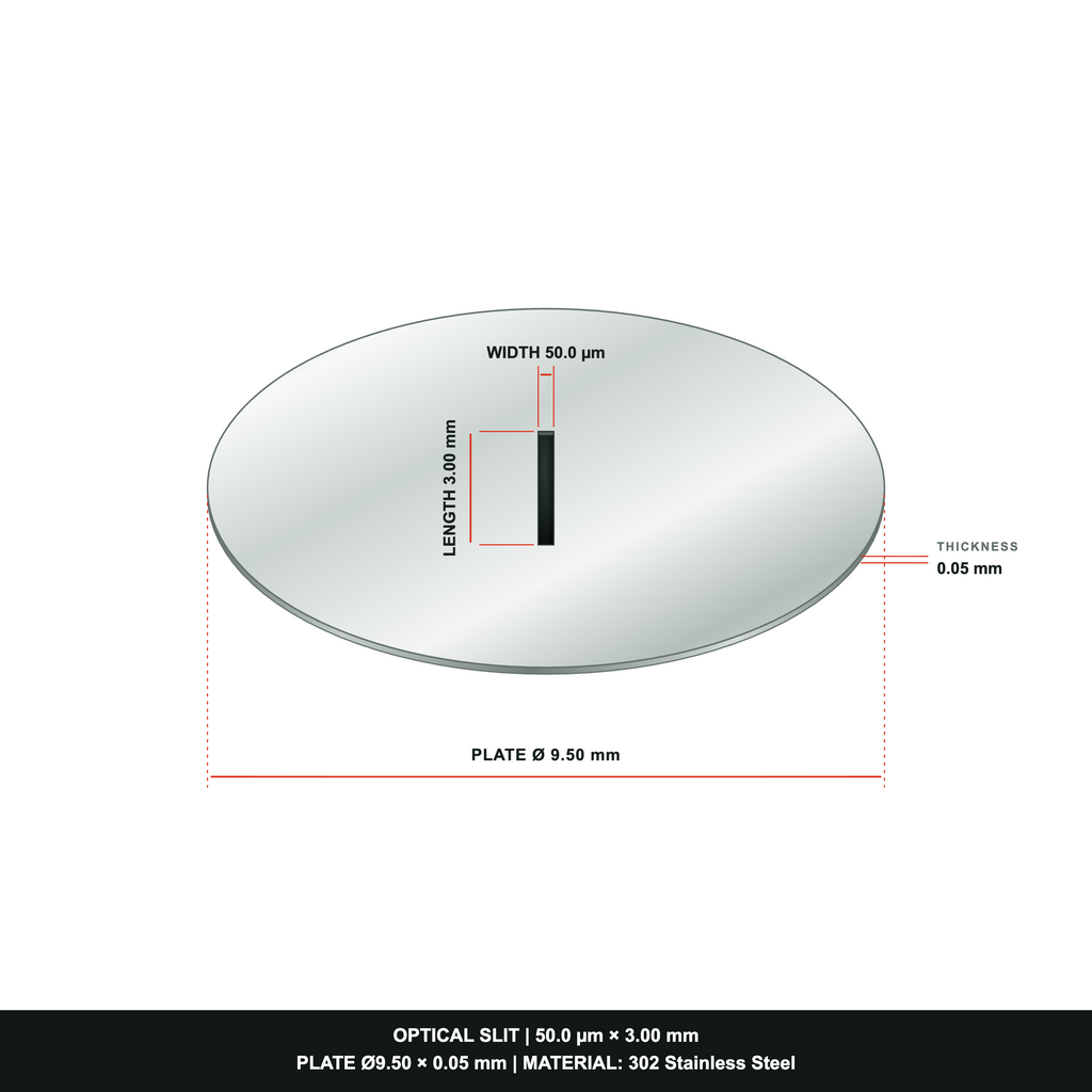 50µm Width Optical Slit, Ø9.50/Ø18.0 Stainless Steel Plate