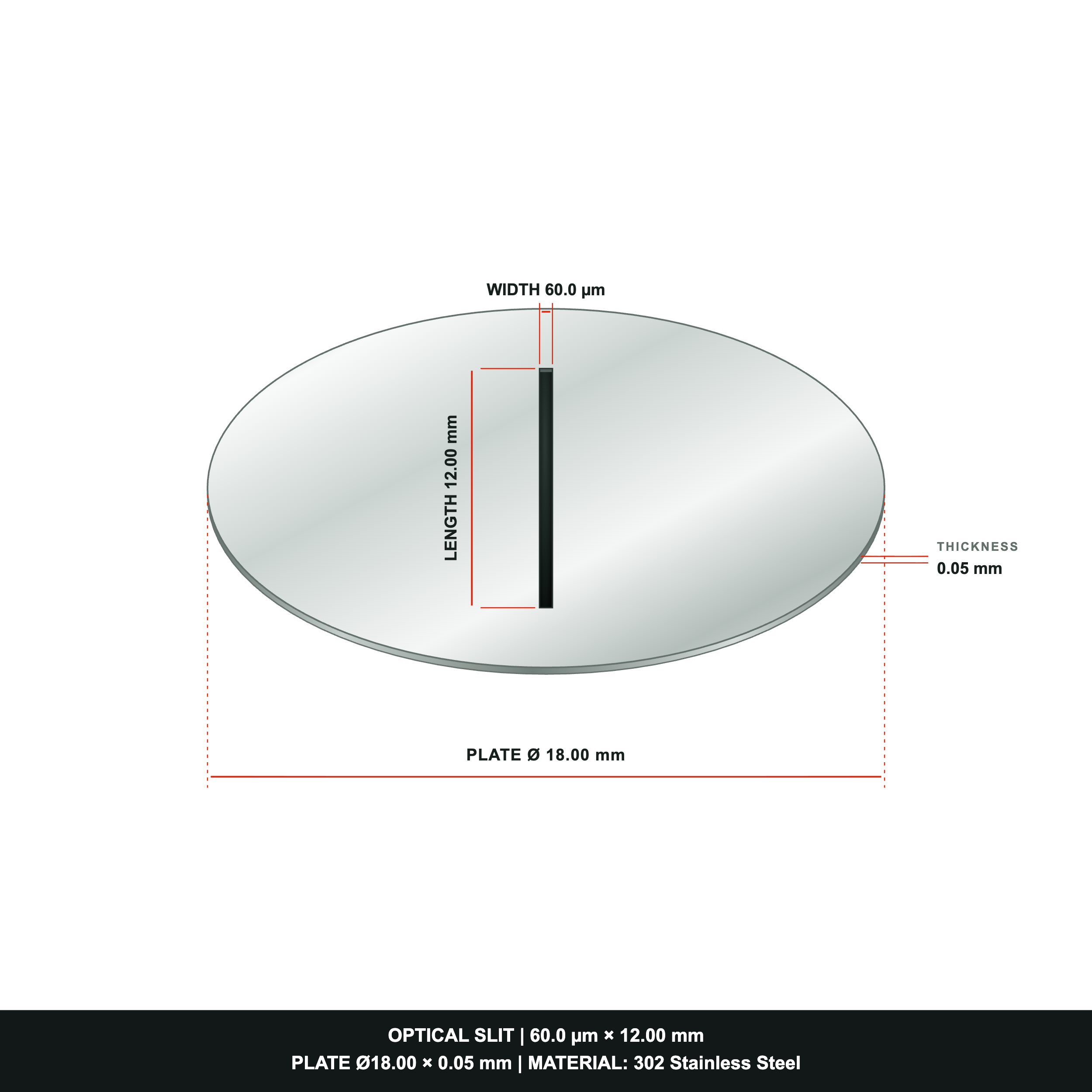 60µm Width Optical Slit, Ø18.0 Stainless Steel Plate
