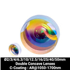 Ø2/3/4/6.3/10/12.5/16/25/40/50mm N-BK7 Double Concave Lenses（C-Coating : AR@1050-1700nm）