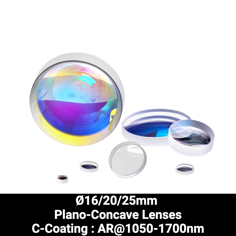 Ø16/20/25mm N-BK7 Plano-Concave Lenses (C-Coating : AR@1050-1700nm)