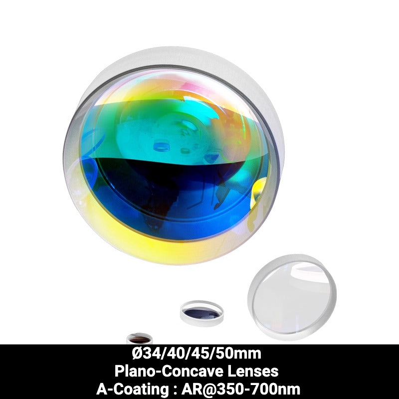 Ø34/40/45/50mm N-BK7 Plano-Concave Lenses (A-Coating : AR@350-700nm)