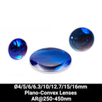 Ø4/5/6/6.3/10/12.7/15/16mm UV Fused Silica (UVFS) Plano-Convex Lenses (AR@250-450nm)