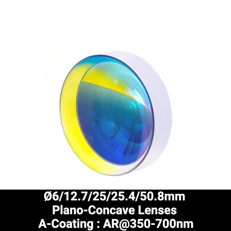 Ø6/12.7/25/25.4/50.8mm N-BK7 Plano-Concave Lenses (A-Coating : AR@350-700nm)