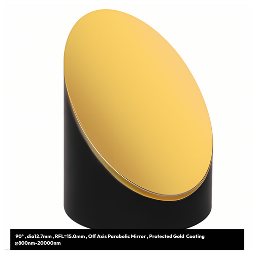 90° , dia12.7mm , RFL=15.0mm , Off Axis Parabolic Mirror , Protected Gold Coating @800nm-20000nm