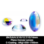 Ø4/5/6/6.3/10/12.7/15/16mm UV Fused Silica (UVFS) Plano-Convex Lenses (C-Coating : AR@1050-1700nm)