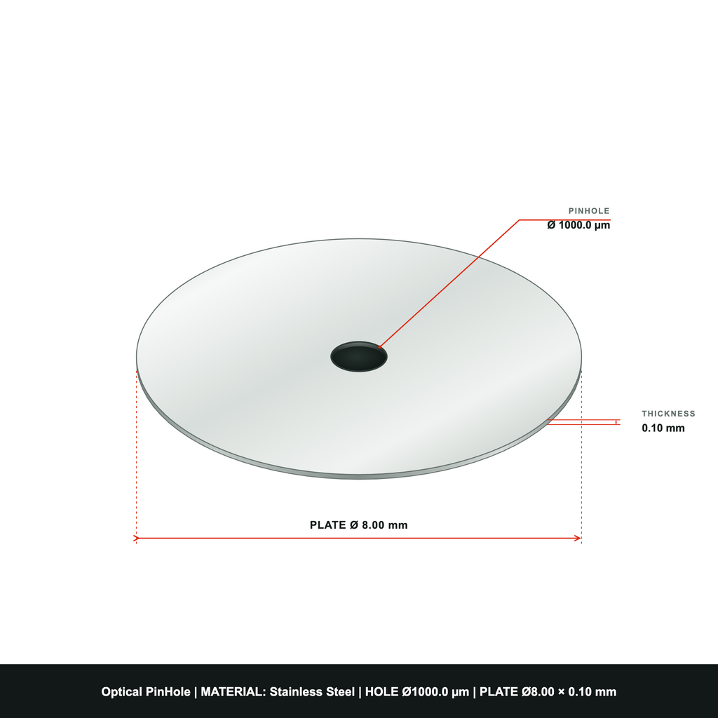 ⌀1000µm Optical Pinhole, dia8mm Stainless Steel Plate