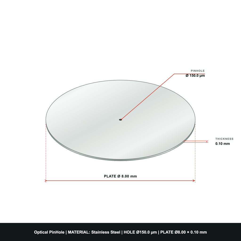 ⌀150µm Optical Pinhole, dia8mm Stainless Steel Plate