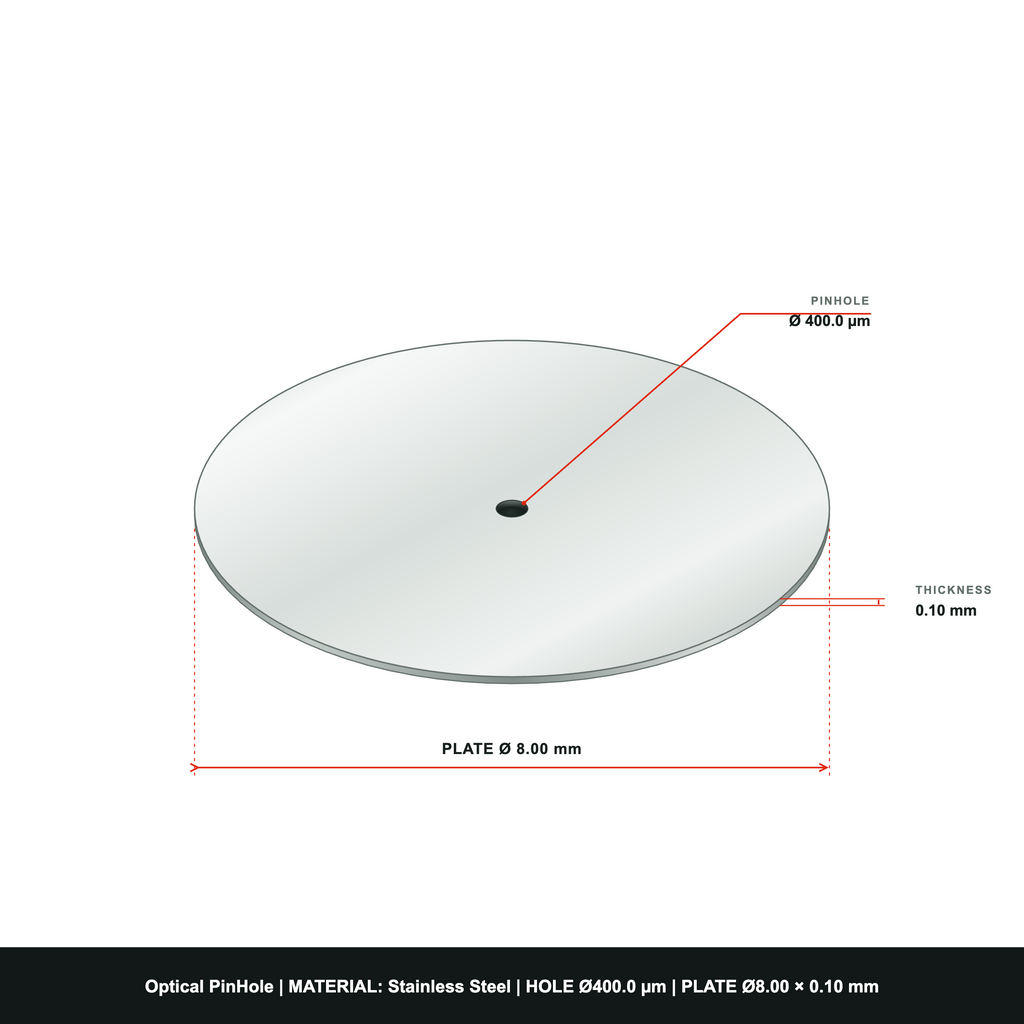 ⌀400µm Optical Pinhole, dia8mm Stainless Steel Plate