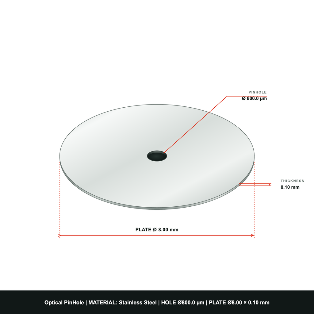 ⌀800µm Optical Pinhole, dia8mm Stainless Steel Plate